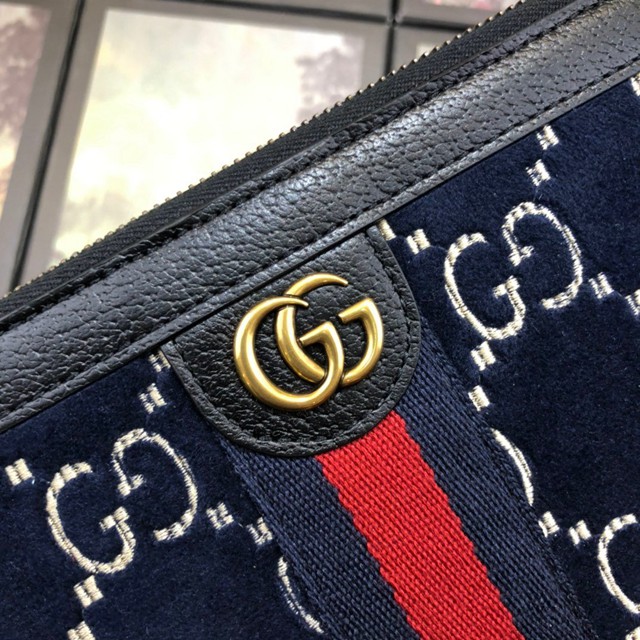 Gucci手包 575371 古馳最新款天鵝絨手拿包 Gucci手腕錢包  gqy3336